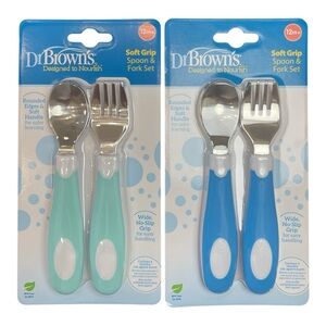 Dr. Brown's Soft-Grip Spoon & Fork Set - BPA-Free ~ Toddler Friendly ~ 12m+